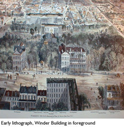 Early lithograph of the Winder Building in Washington, D.C.