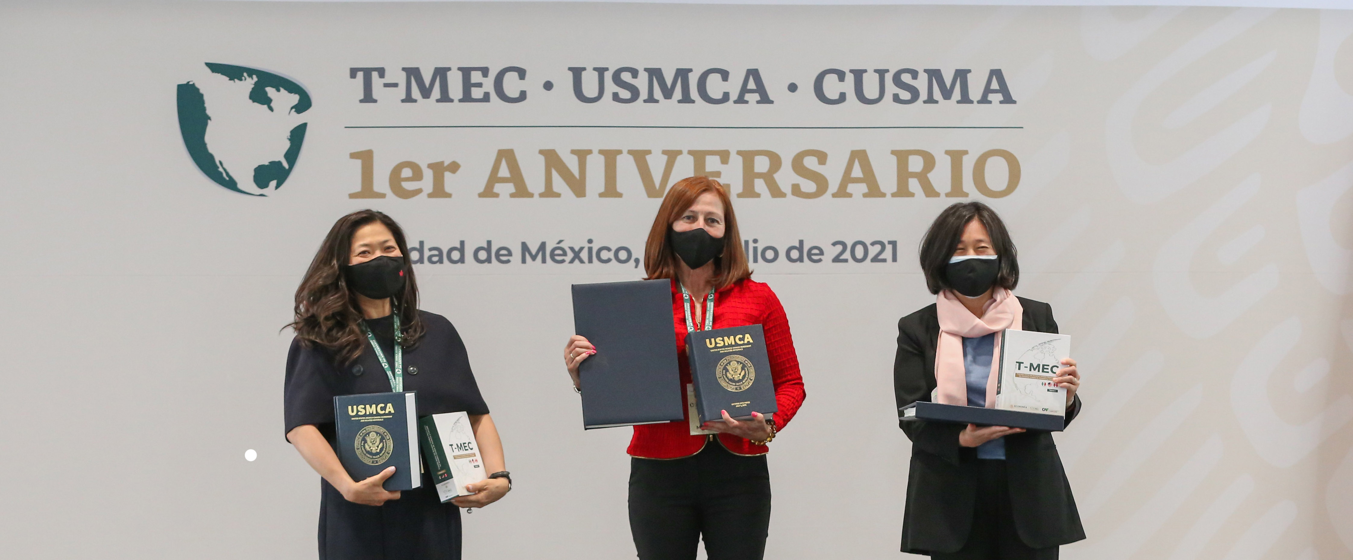 Ambassador Katherine Tai,  Secretary of Economy, Tatiana Clouthier, and Minister Mary Ng